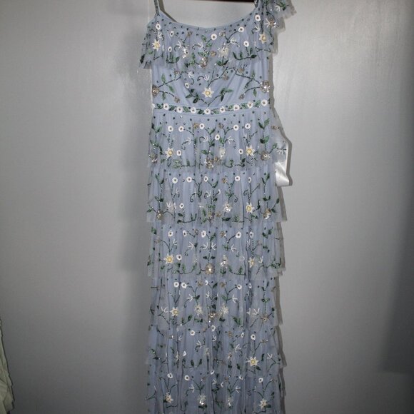 NEW MAC DUGGAL Off The Shoulder Embroidered Ruffle Tiered Gown 9069‎ SZ 6 - Picture 5 of 13